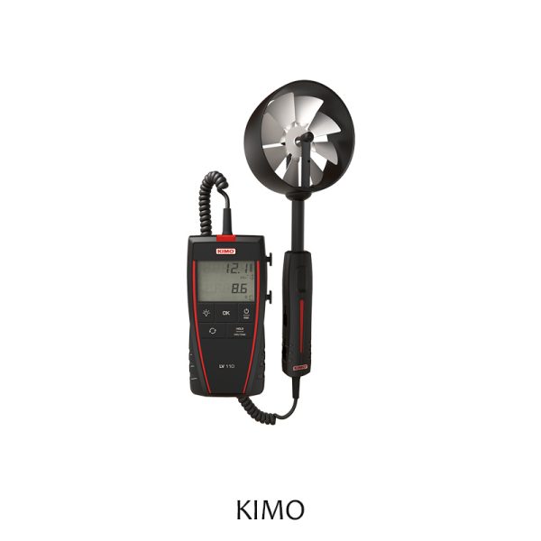 KIMO :  LV110 Portable Thermo-Anemometer with Remote Ø100mm Vane Probe